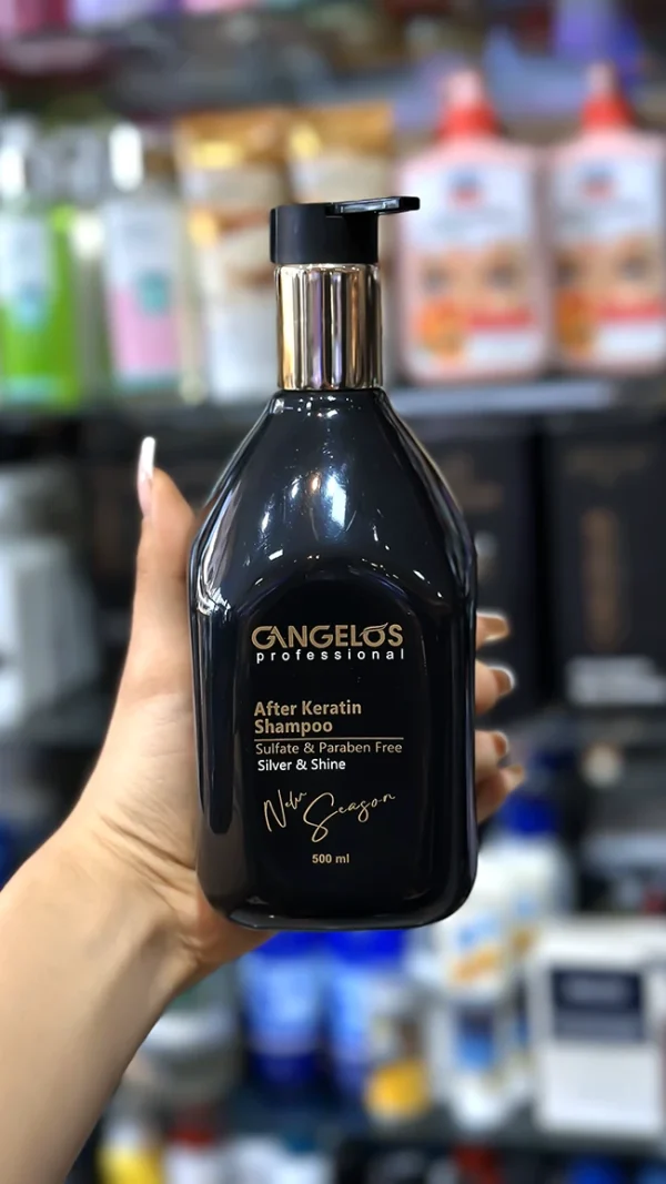 شامپو بعد کراتین فاقد سولفات گانگلوس | حاوی کراتین و پیگمنت بنفش | حجم ۵۰۰ میلی‌لیتر