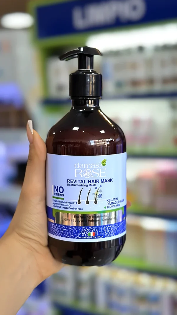 ماسک مو خارج حمام داماسک رز rose کراتین (بدون آبکشی و فری سولفات) (2) ماسک مو بدون آبکشی داماسک رز کراتین فری سولفات برای موهای خشک و آسیبدیده
