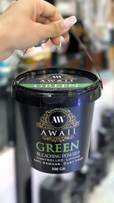 پودر دکلره آوایی ۵۰۰ گرمی رنگ سبز با روشن‌کنندگی قوی و محافظ مو