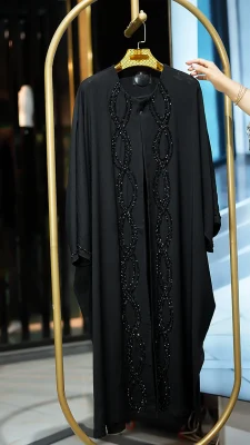 مانتو بلند عبایی زنانه کرسپو ترک کارشده، فری‌سایز، مناسب تابستان