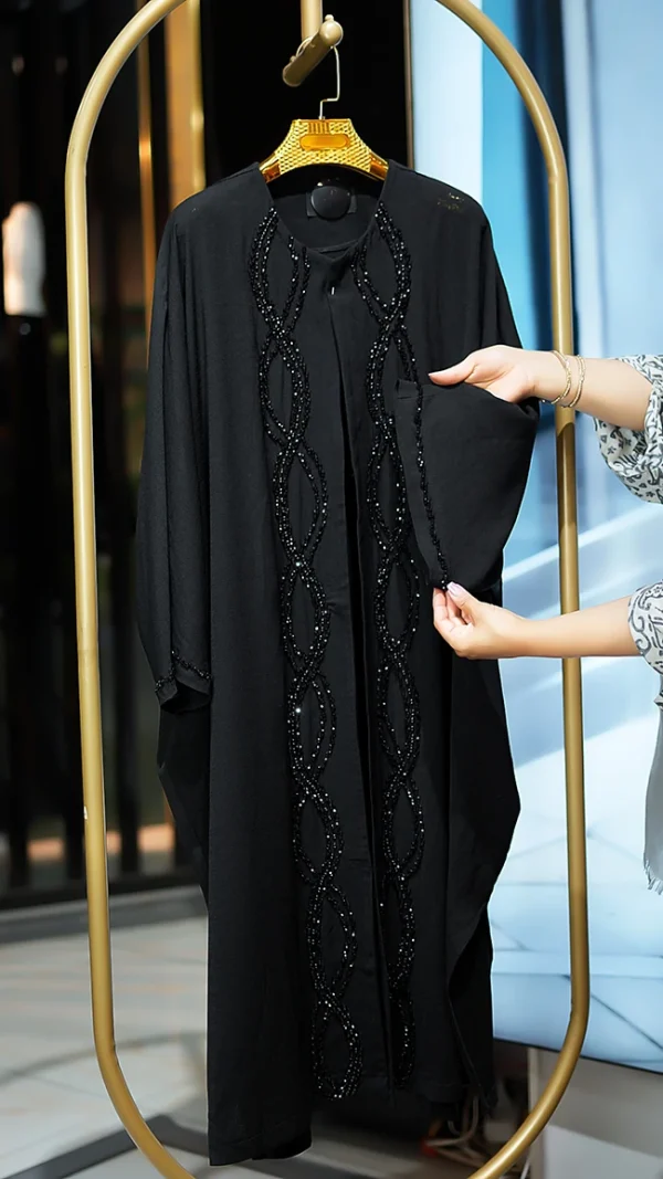 مانتو بلند عبایی زنانه کرسپو ترک کارشده، فری‌سایز، مناسب تابستان