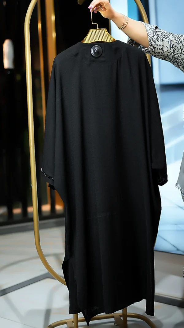 مانتو بلند عبایی زنانه کرسپو ترک کارشده، فری‌سایز، مناسب تابستان