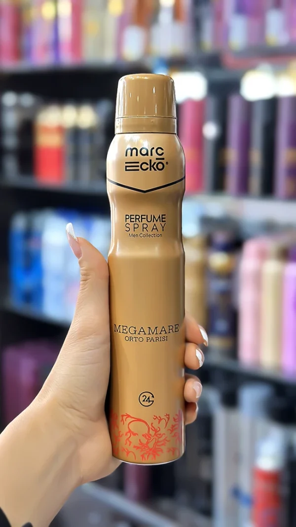 اسپری بدن مردانه مارک اکو با رایحه مگاماره اسپری خوشبو کننده بدن مارک اکو رایحه مگاماره مردانه