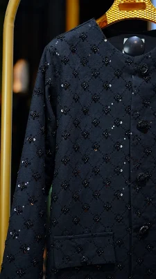 مانتو کتی کوتاه لنین مشکی با سنگدوزی کامل سایز ۳۸ تا ۴۸