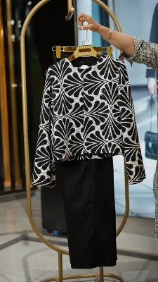 ست کت شلوار کراپ زنانه پولکی لینن سبک فری‌سایز