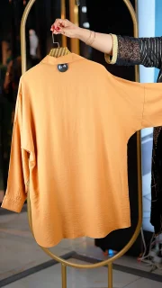 شومیز جلو نگین زنانه کرسپو رنگ خردلی فری سایز 38 تا 46