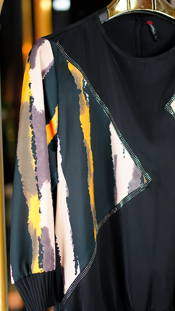 شومیز زنانه مجلسی پارچه الیزه با آستین و پایین پلیسه