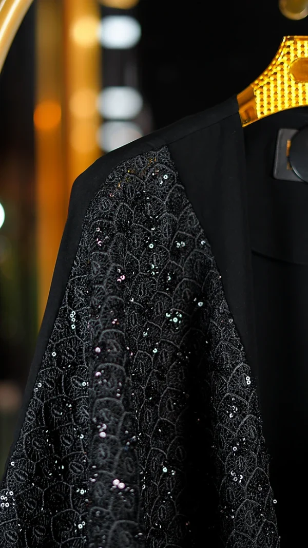 مانتو زنانه آستین کیمونو گیپور کارشده با مرواریددوزی فری سایز 38 تا 48