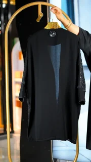 مانتو زنانه آستین کیمونو گیپور کارشده با مرواریددوزی فری سایز 38 تا 48