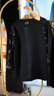 مانتو مجلسی فاخر و خاص زنانه با جلو گیپور مخمل و پشت کرپ مرویجت