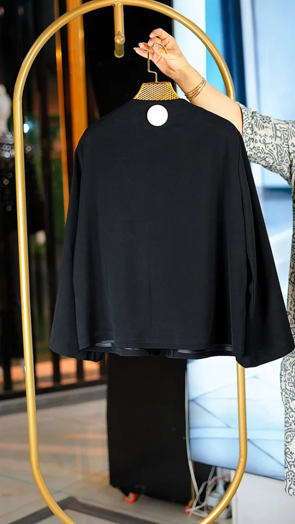 کت کراپ زنانه مجلسی کرپ مرویجت جلو و آستین جواهر دوزی فری سایز 38 تا 46