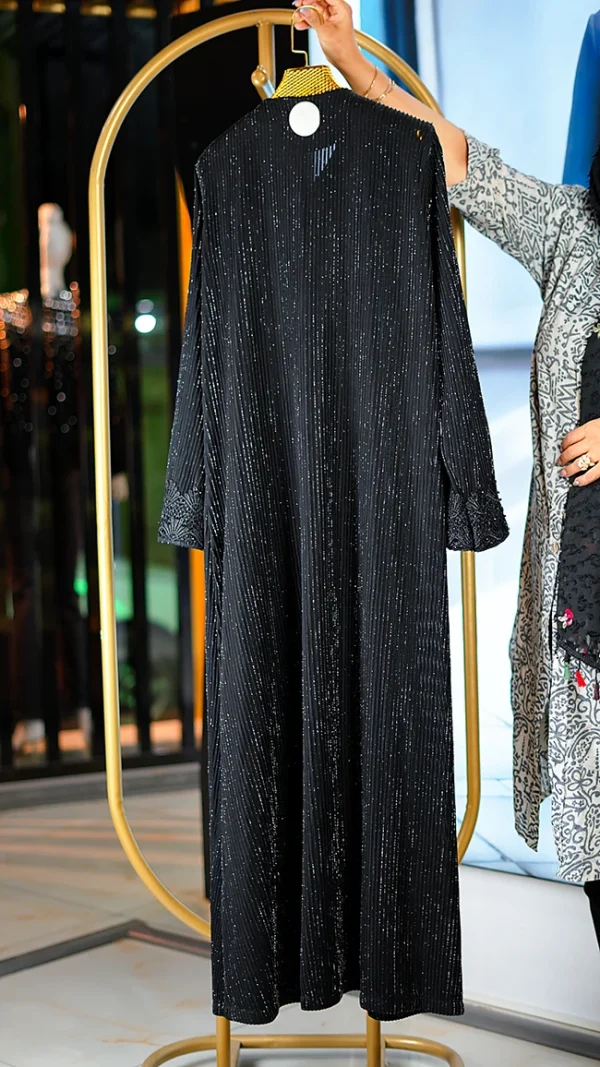 مانتو مجلسی شاین‌دار نوار دانتل بلند